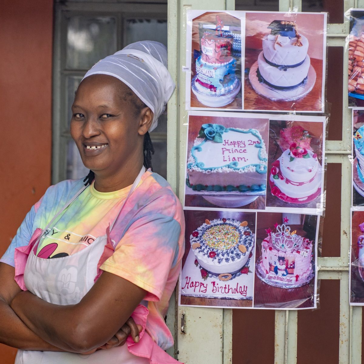 Jane Njenga poses for a portrait in her home in Ngegu Kiambu county.
Since 2018 Jane have worked as a baker and with assistance from Hand in Hand she’s been able to grow her business from Kshs 5000 turnover to Kshs 30000 per month.